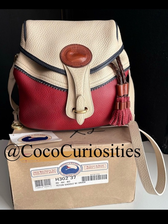 Dooney & Bourke Handbags - Dooney and Bourke awl leather Teton Drawstring Bag 
Rouge Bone Navy